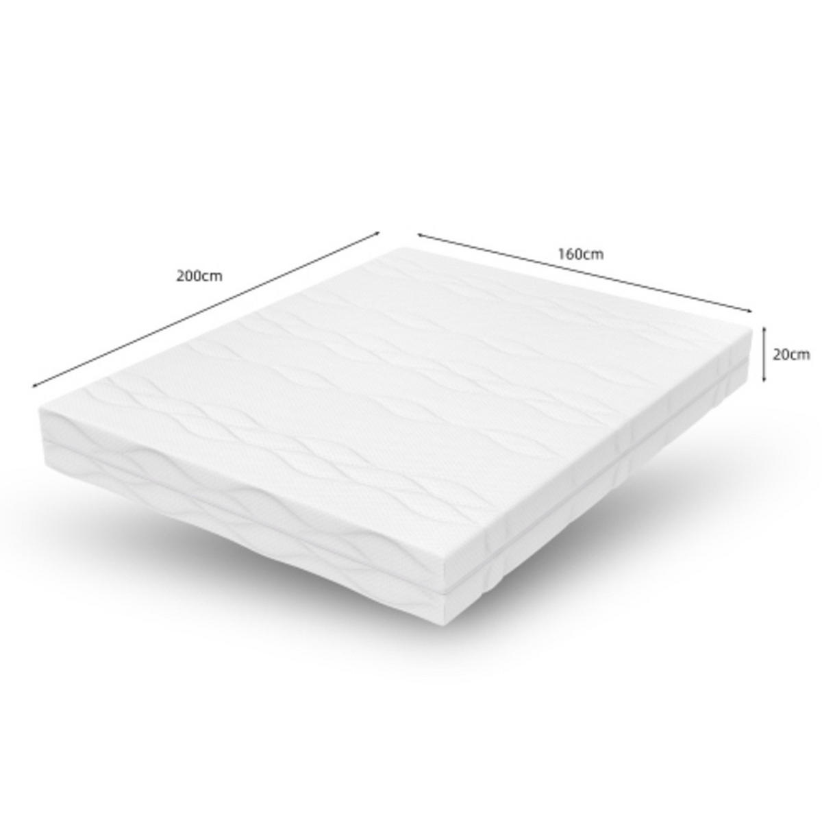 TASCHENFEDERKERNMATRATZE 160×200cm mit 7-Zonen-Schaum, beidseitigem Liegekomfort und abnehmbarem Bezug, weiß & grau - Weiß, Kunststoff - Luhomfu