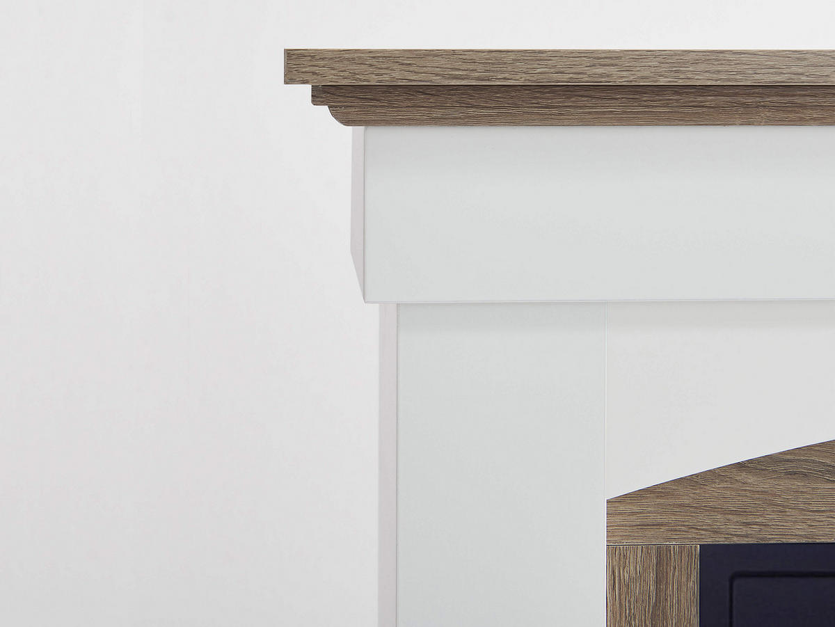 ELEKTROKAMIN Woodley AF23BS Weiß Graueiche – Breite 96 cm, 3D-Flammeneffekt, LED-Beleuchtung, Heizfunktion - Weiß, Glas/Holzwerkstoff (98.5/90/30cm) - ArtiFlame