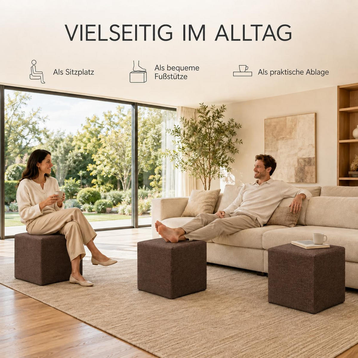 SITZWÜRFEL / Siège Pouf - Brun Foncé, 40X40X40 Cm, Assise Rembourrée, Confortable Pour Salon, Chambre Ou Bureau - Dunkelbraun/Braun, Textil (41/41/40cm) - Best For Home