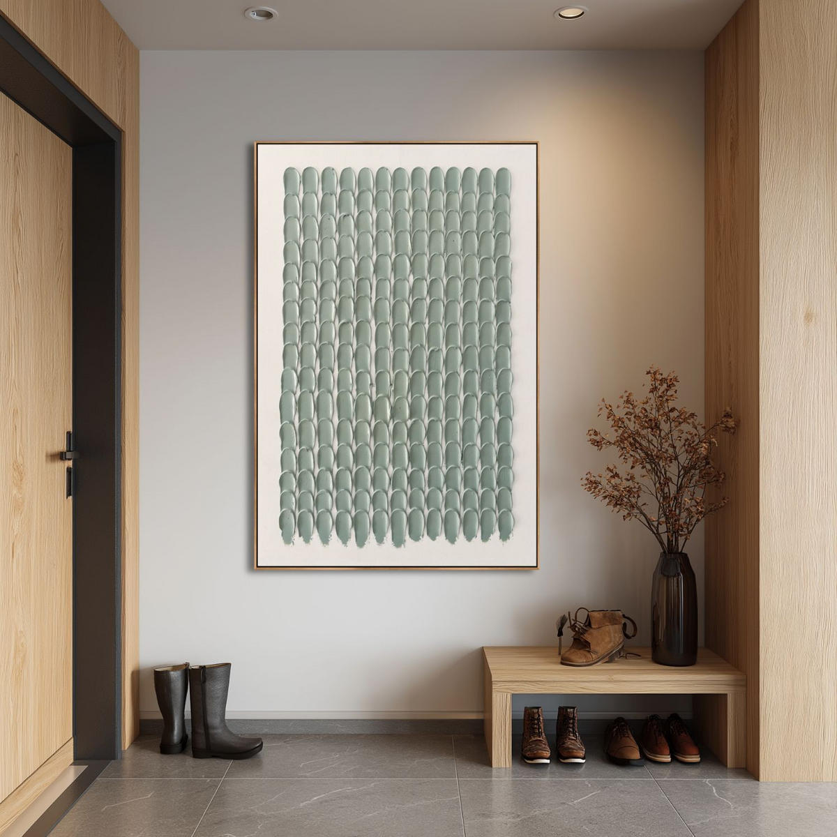 ACRYLBILD HANDGEMALT 60/90 cm - Weiß/Grün, Holz/Textil (60/90cm) - KUNSTLOFT