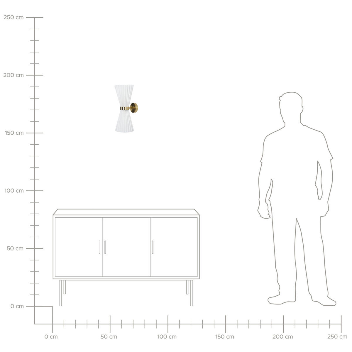 WANDLAMPE Weiß/Messing Telang - Messingfarben/Weiß, Textil (20/41/20cm) - Beliani