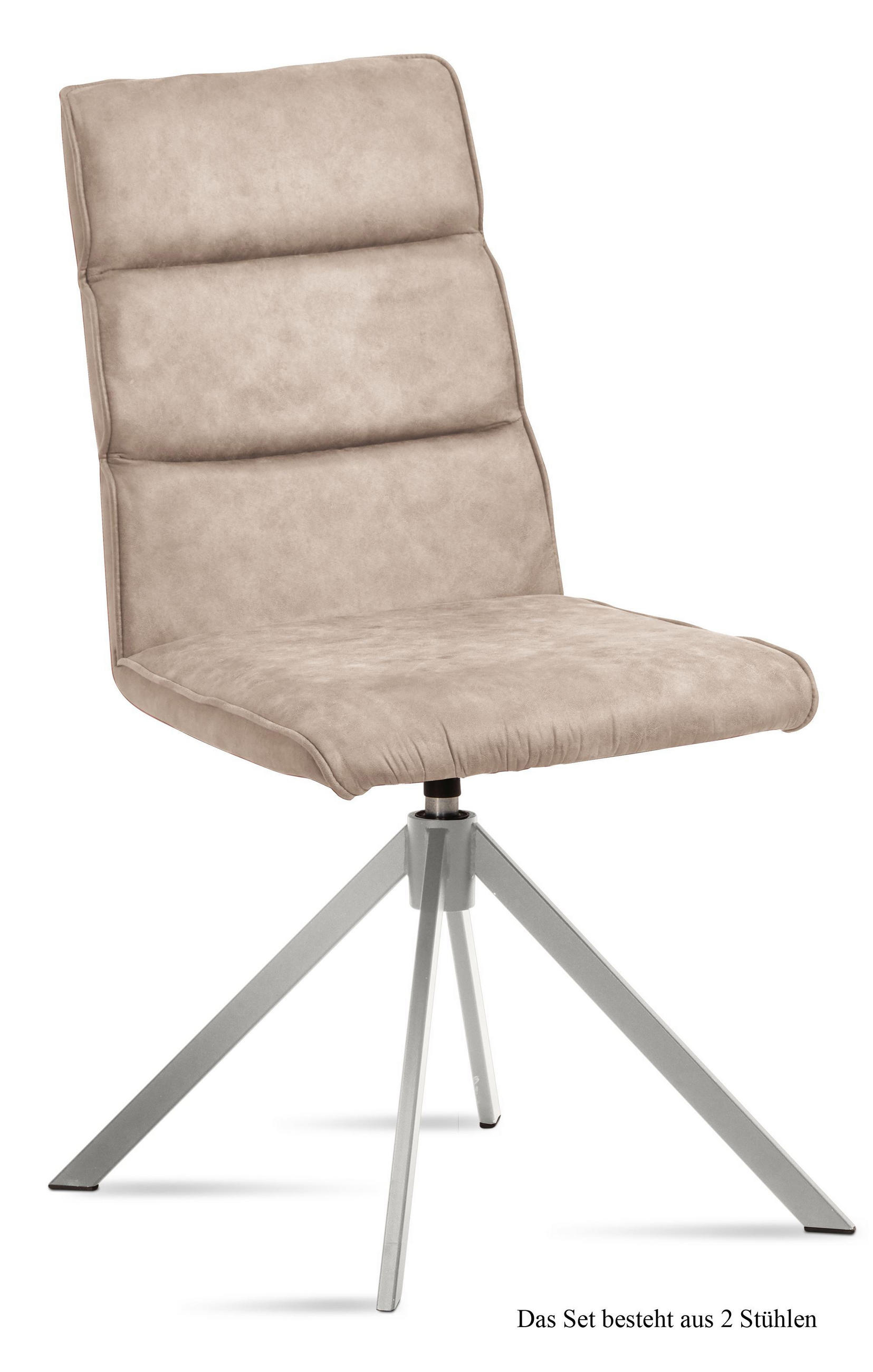 ESSZIMMERSTUHL drehbar (2er-Set) Dulcea 47x92x60 Edelstahl/Natur - Edelstahlfarben/Naturfarben, Kunststoff (60/92/47cm) - 58aufmkessel