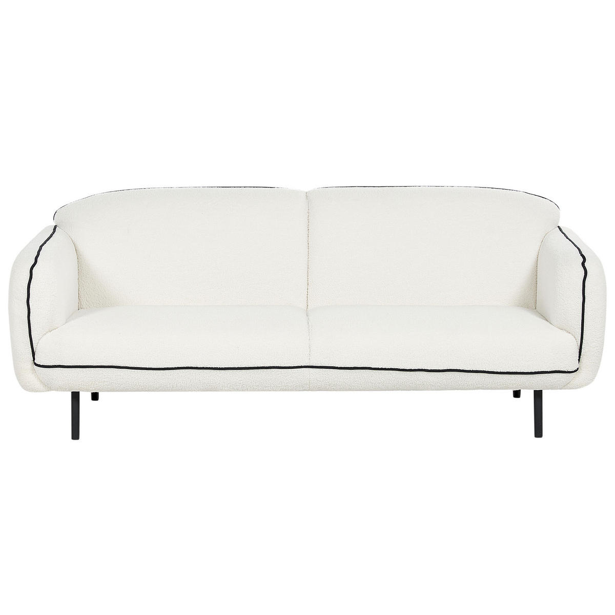 3-SITZER-SOFA Bouclé weiß/schwarz mit Ottomane Tonsberg - Schwarz/Weiß, Textil (198/78/85cm) - Beliani