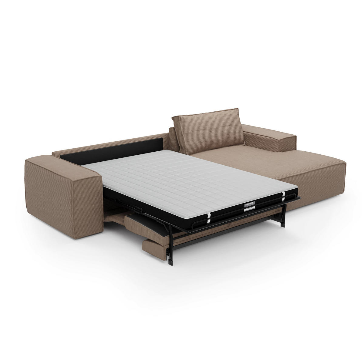 ECKSOFA RECHTS Gerippter Samt Taupe 302cm - Taupe, Textil (302/165cm) - Sia Home