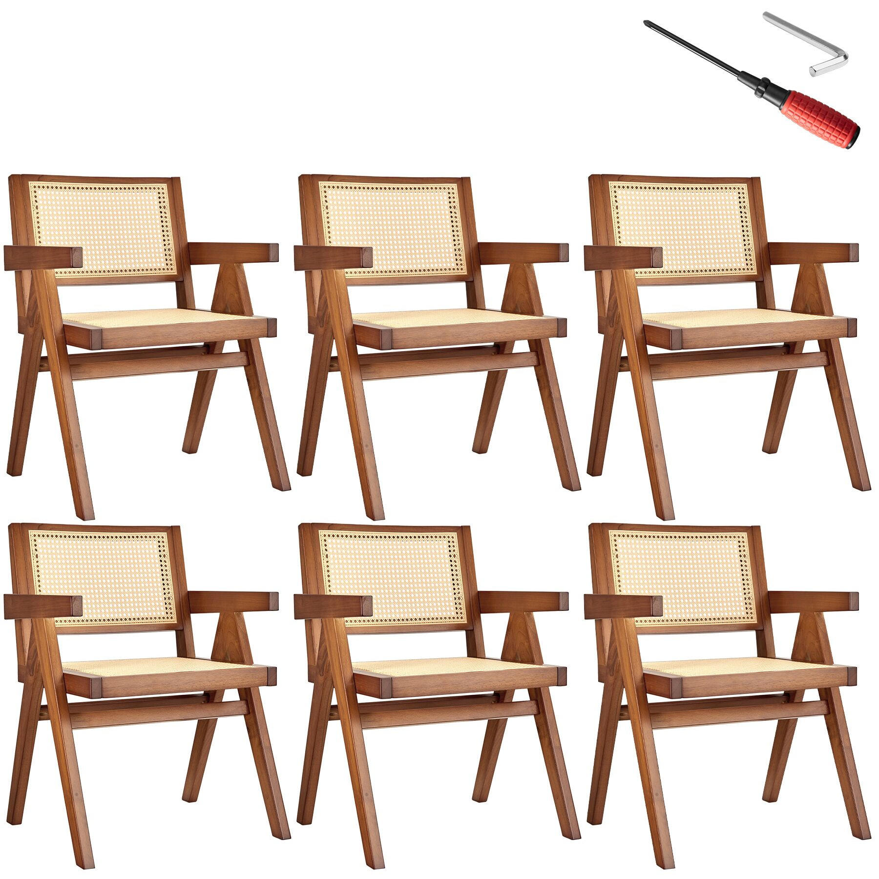 ARMLEHNSTUHL 6er Set Lissy,59 x 56,5 x 82,5 cm, Belastbarkeit 120 kg, Eiche dunkel - Wildeiche, Holz (56.5/82.5/59.5cm) - tectake