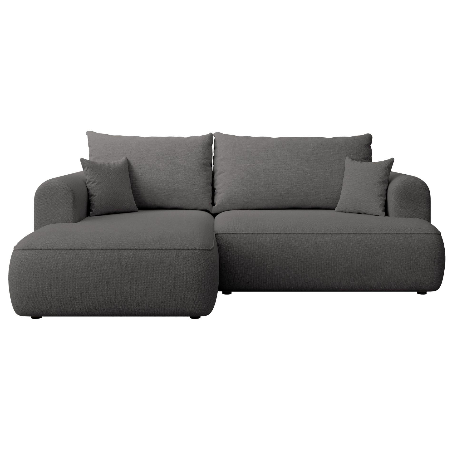 ECKSCHLAFSOFA Ovo Mini Dunkelgrau Easy-Clean-Chenille-Bezug - Dunkelgrau/Schwarz, Kunststoff/Textil (238/156cm) - Selsey