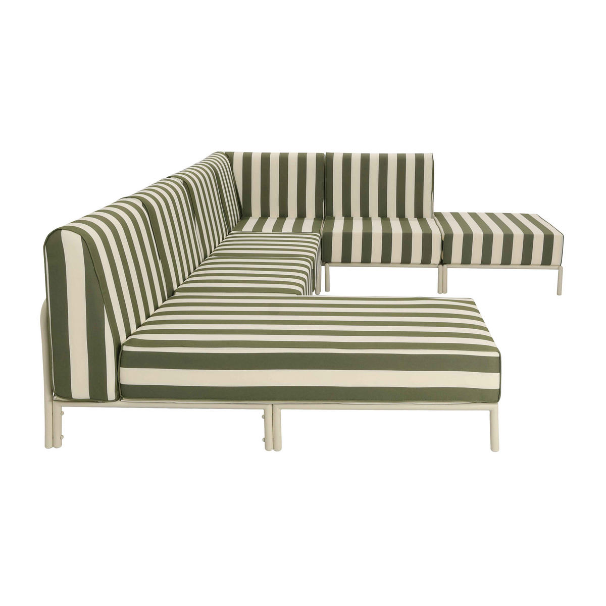 GARTENSOFA mit 6 Sitzplätzen, Khakigrün - Grün, Textil - Oviala