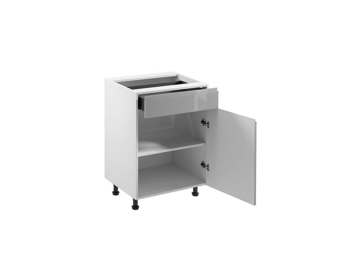 UNTERSCHRANK – 60 cm – D60S1-P – Velmora – Grau – Türanschlag rechts - Grau, Holzwerkstoff (60/82/47cm) - ROYAL24_MARKT