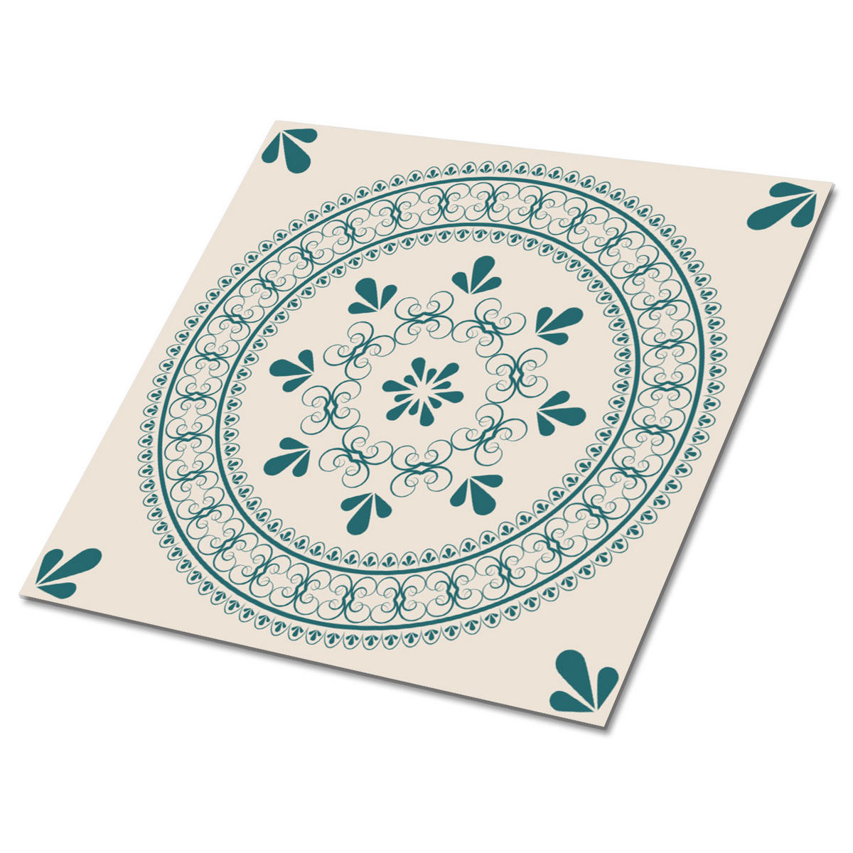FLIESENAUFKLEBER 9 Stück 30x30 cm selbstklebend Orientalisches Motiv - Grün, Textil (30/1.6/30cm) - TULUP