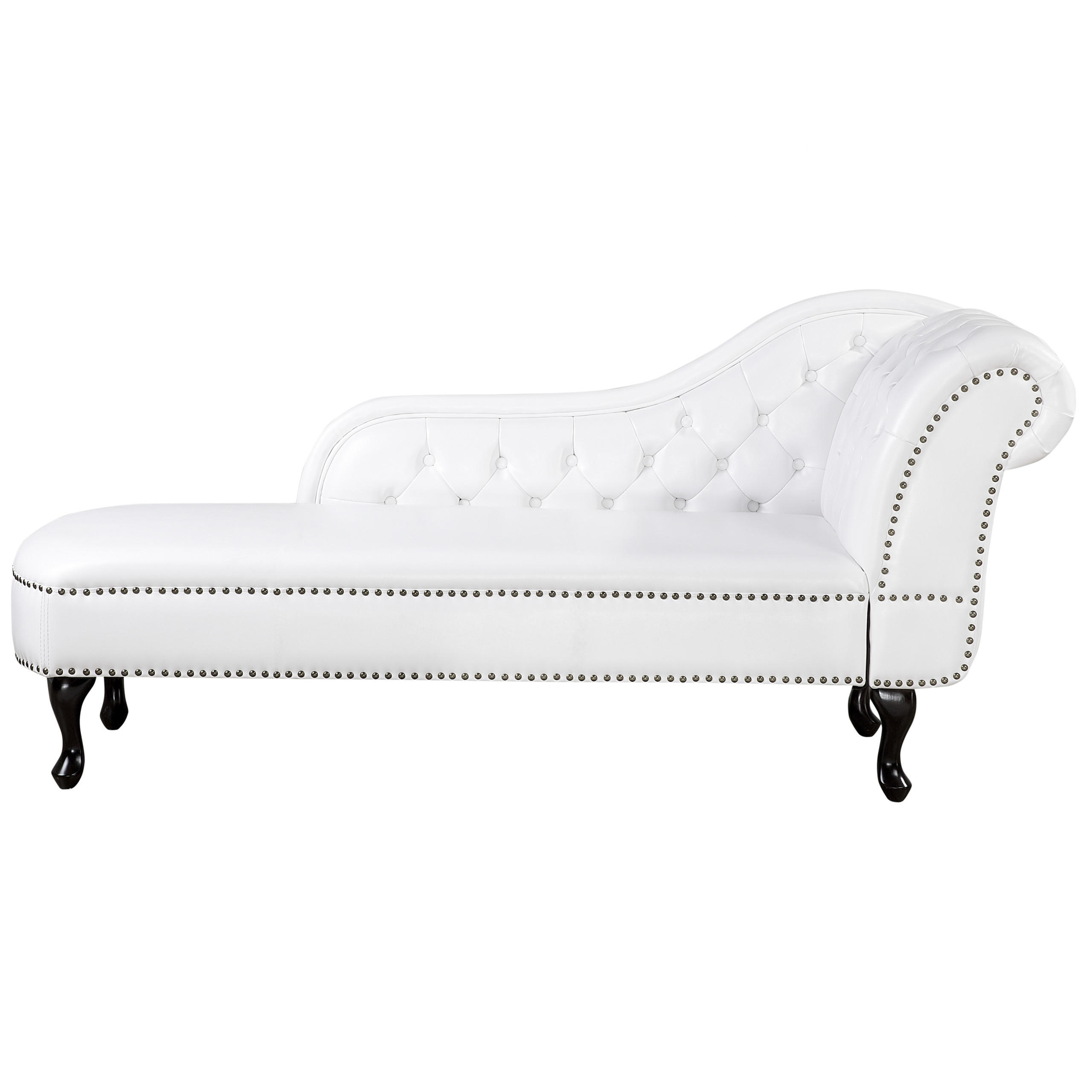 CHAISELONGUE Kunstleder weiß glänzend rechtsseitig Nimes - Schwarz/Weiß, Kunststoff (170/79/61cm) - Beliani