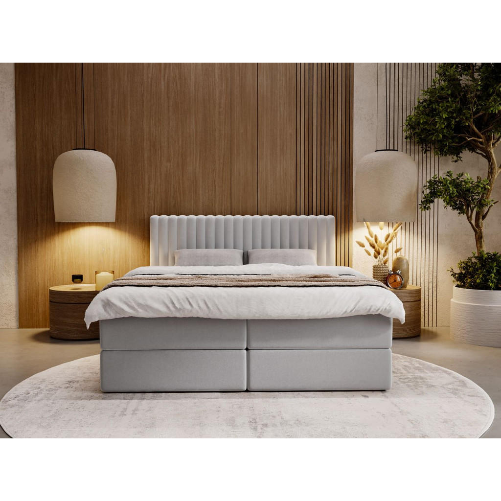 Thumbnail - Graingold Boxbett, Hellgrau, Textil, 200x200 cm, Schlafzimmer, Betten, Boxspringbetten