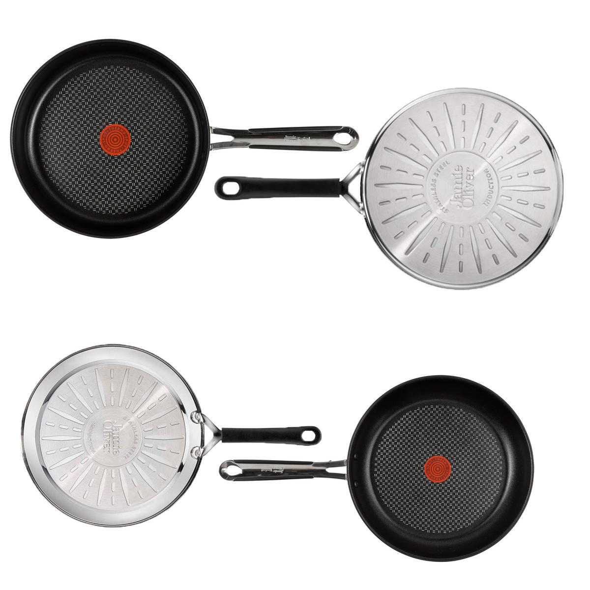 PFANNEN-SET J90930 Jamie Oliver Silber 5-Teilig - Silberfarben, Keramik/Metall - Tefal