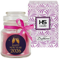 DUFTKERZE im Glas - Neujahr Lavendel Bonbonsglas 120 g - Rosa, Naturmaterialien (7/10cm)