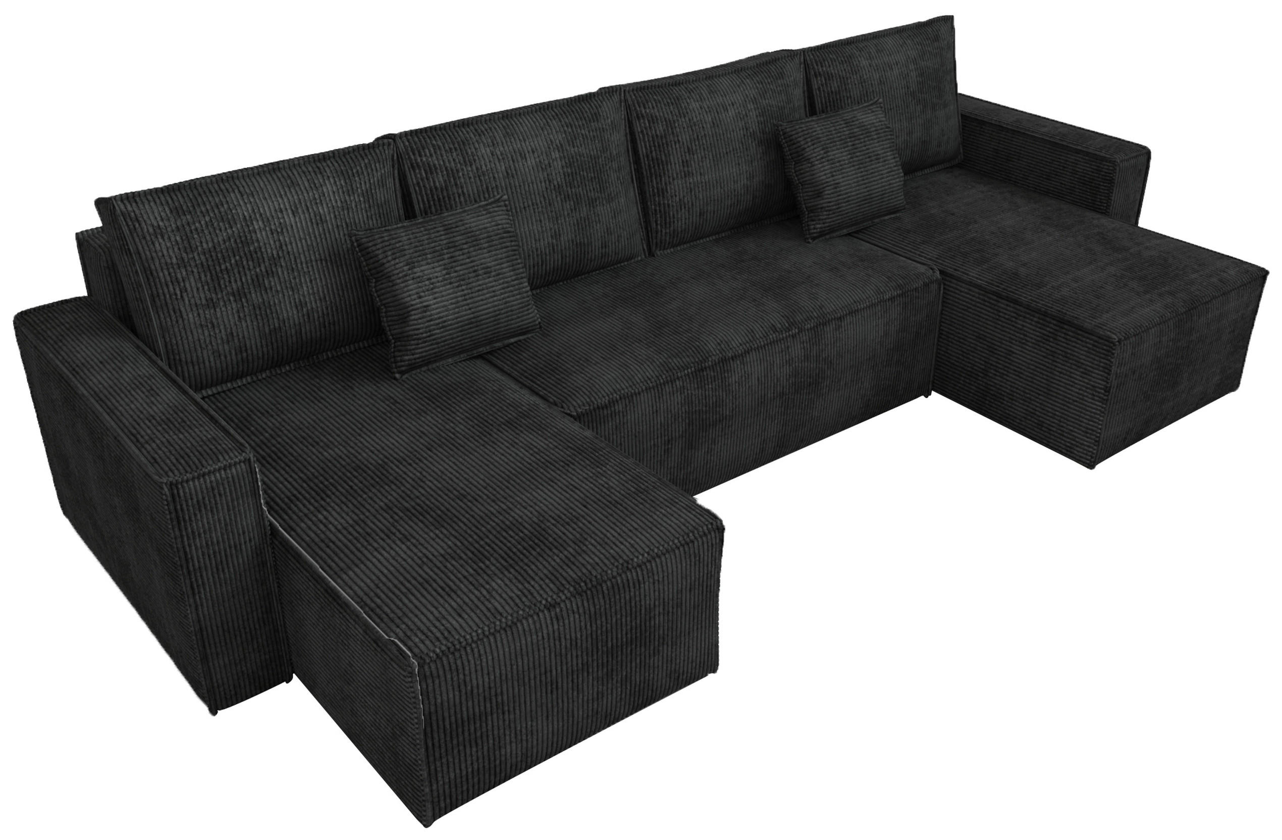 WOHNLANDSCHAFT Dexter U mit Schlaffunktion Schwarz Cord - Schwarz, Textil (310/80/141cm) - Bromarkt
