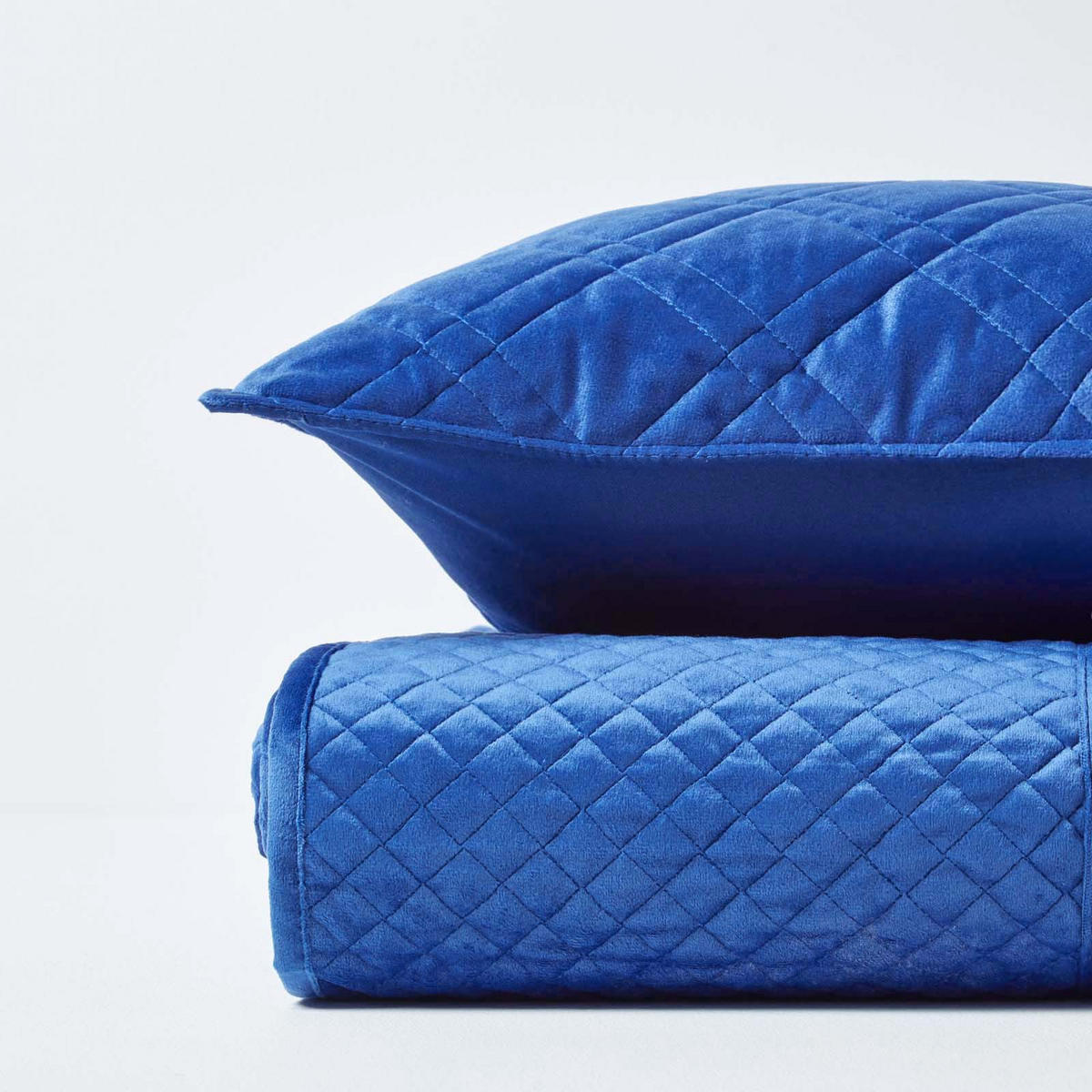 TAGESDECKE Samt 250/260 cm, geometrisch gemustert - Blau, Textil (250/260cm) - Homescapes