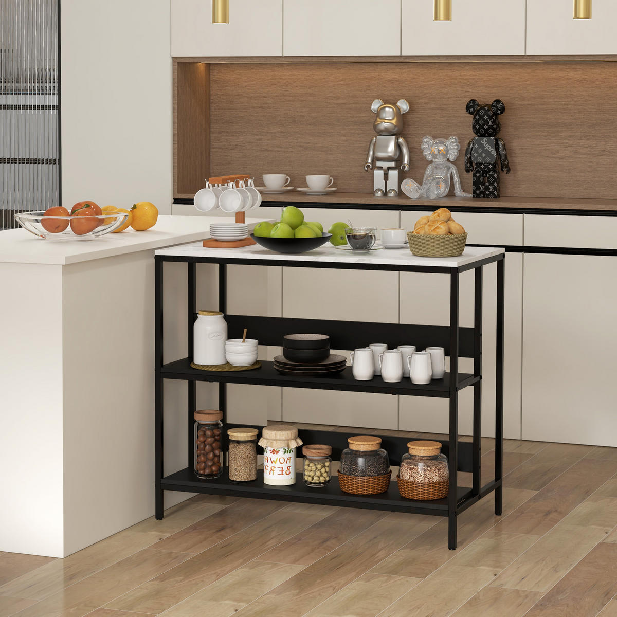 KÜCHENINSEL Schwarz 1 Stück - Schwarz, Holzwerkstoff (50/90/100cm) - GiPP