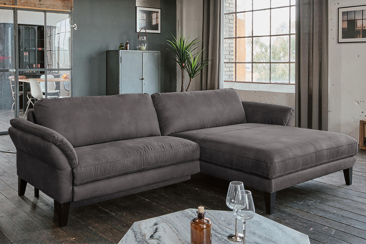 ECKSOFA MIT MOTORISCHER RELAXFUNKTION MALTA Anthrazit Webstoff - Anthrazit/Schwarz, Buchenholz/Textil (302/175cm) - KAWOLA