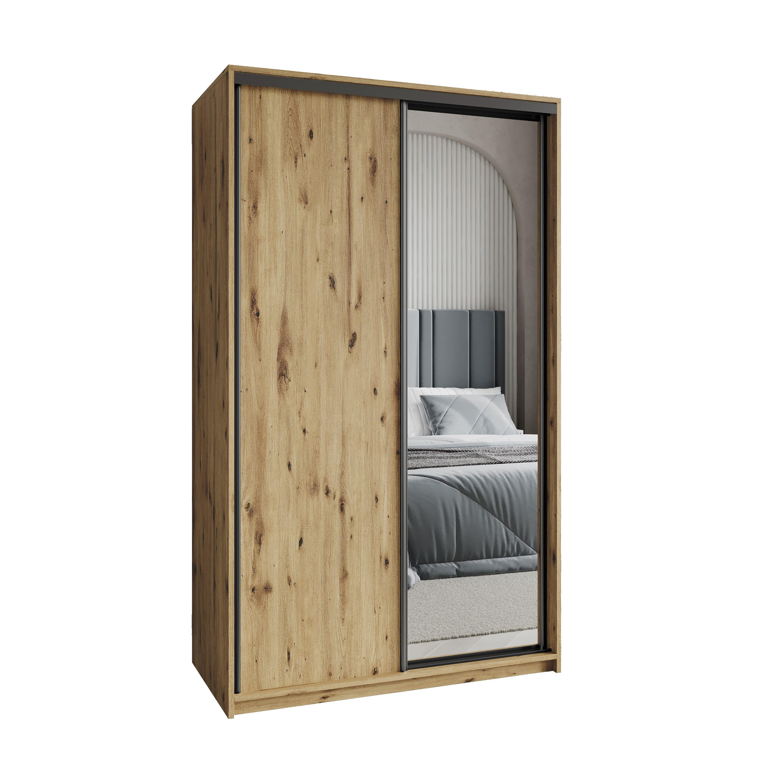 Masseno Schwebetürenschrank Eiche Artisan 120x205x60 cm