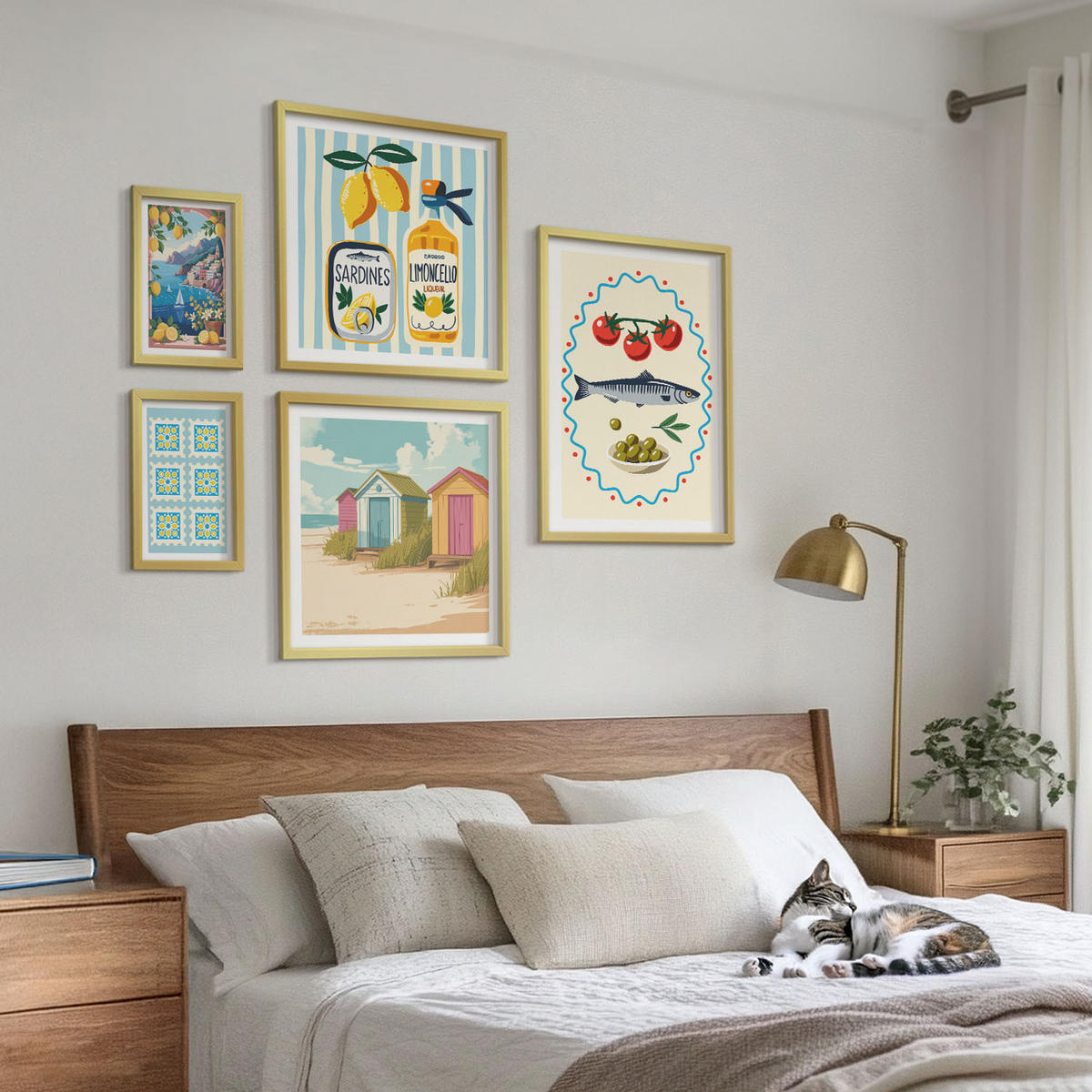 BILDER SET 5er Set - 50x50 cm & 20x30 cm & 40x60 cm Goldrahmen - Blumenwein Mailand Paris - Goldfarben, Kunststoff (40/60cm) - TULUP