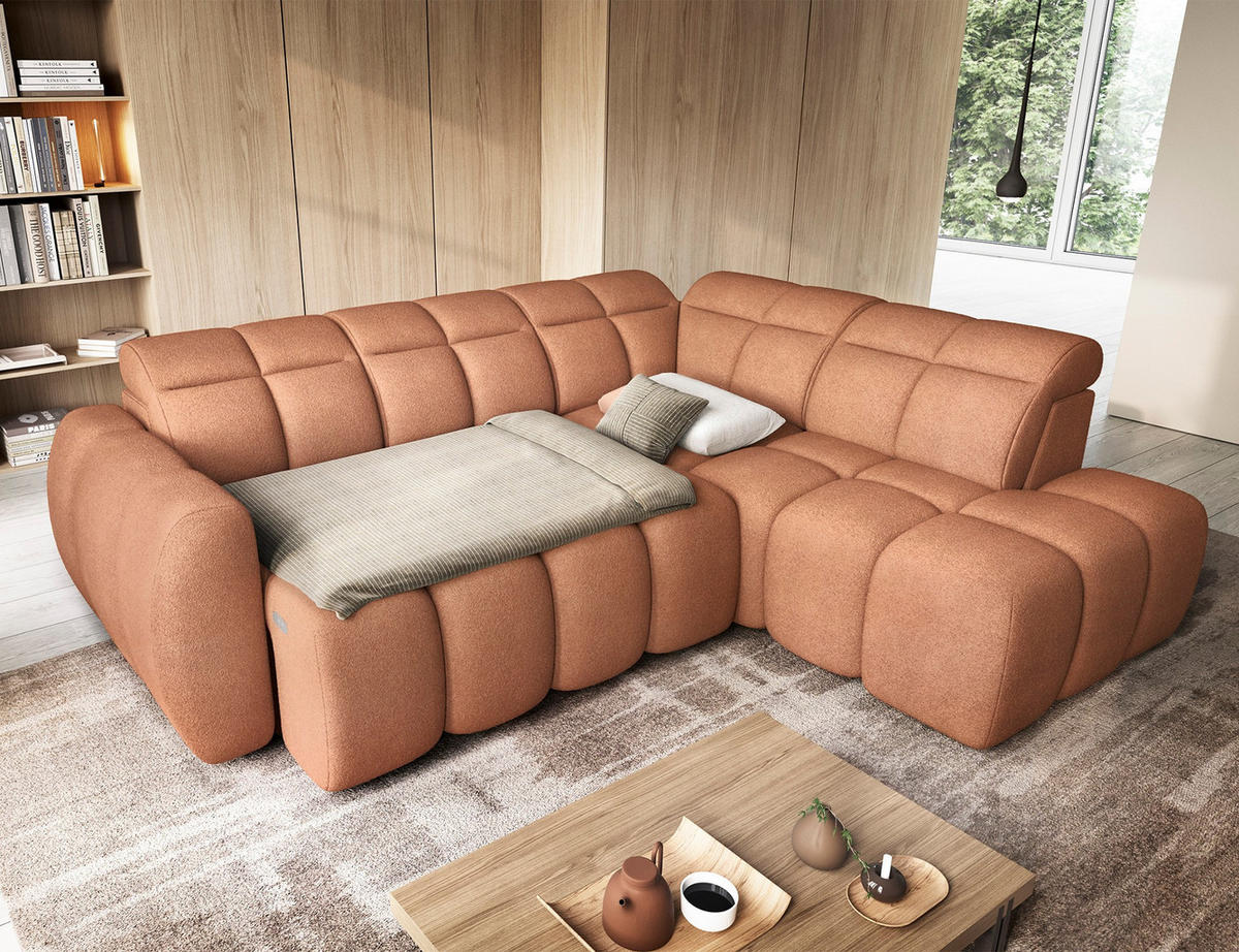 ECKSOFA Eagle R - Orange (Xillar 24) - Orange, Holzwerkstoff (258/208cm) - Möblo