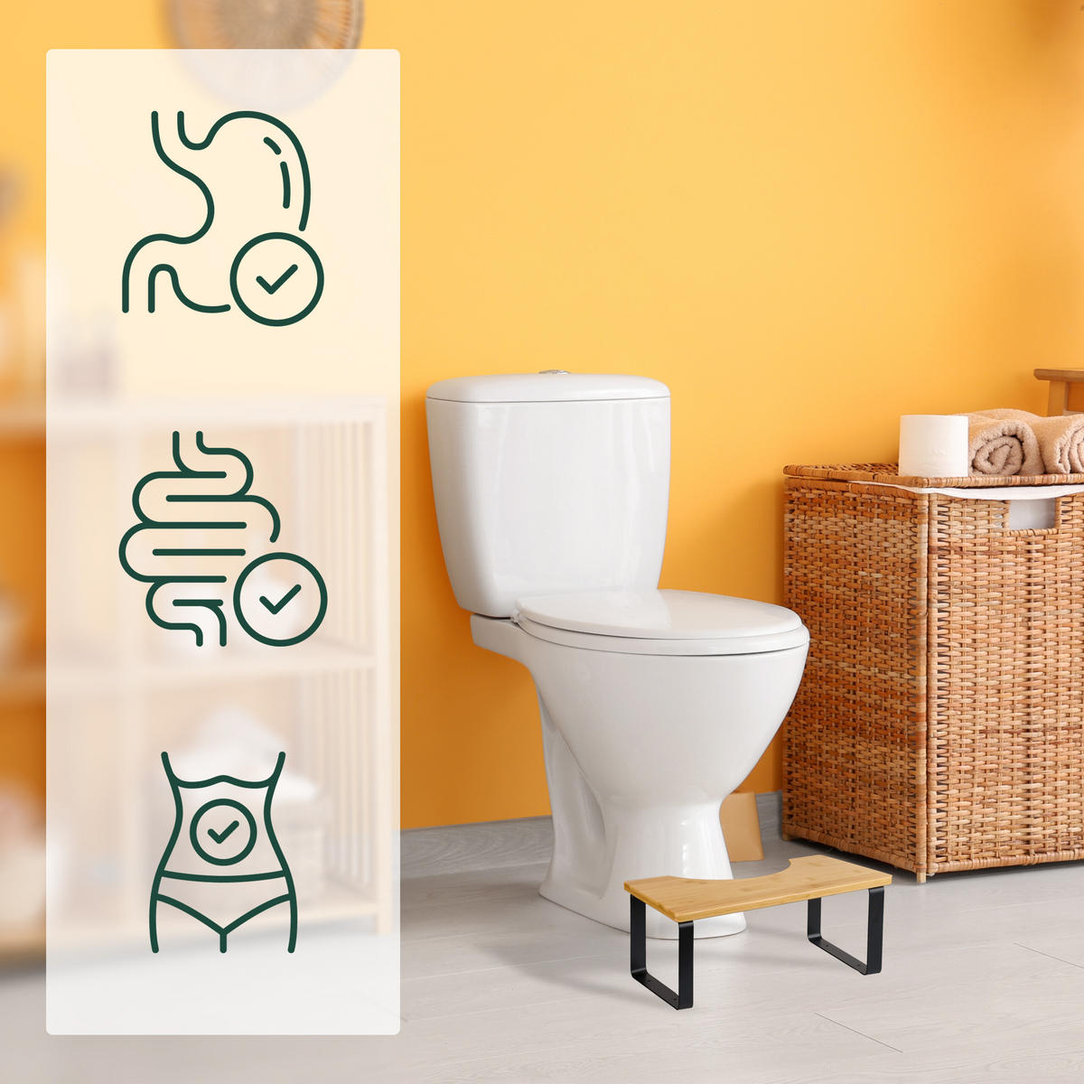 TOILETTENHOCKER - Hellbraun, Holz/Kunststoff (44.5/18/23cm) - Relaxdays