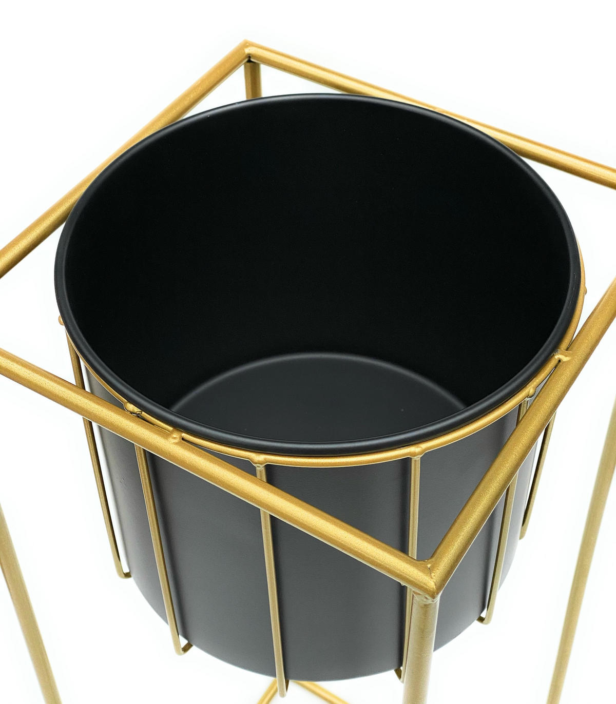 BLUMENSTÄNDER eckig Metall Gold/Schwarz 26/26/70 cm - Gelb, Metall (26/70/26cm) - DanDiBo