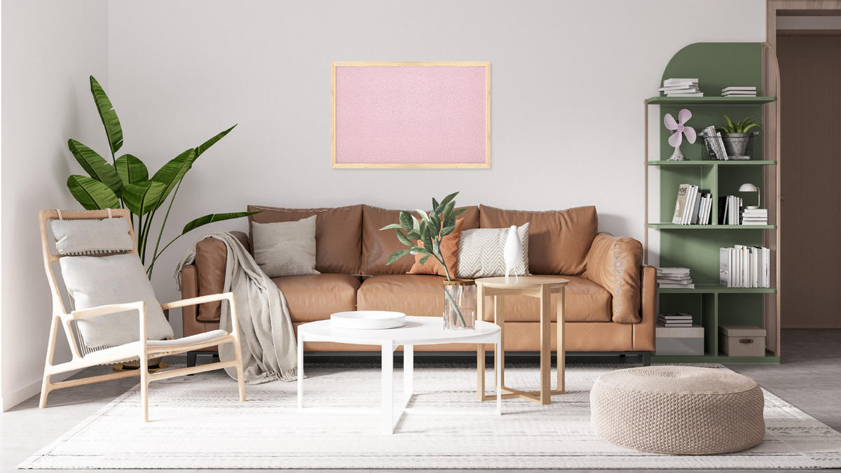 PASTELLROSA Pinnwand mit Holzrahmen 90x60cm - Pink, Holz (90/60/1.5cm) - ALLboards