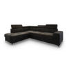 ECKSOFA ALVORO L-S Schwarz Velours-Stoff mit Schlaffunktion - Schwarz, Holz (253/190cm) - MASSENO