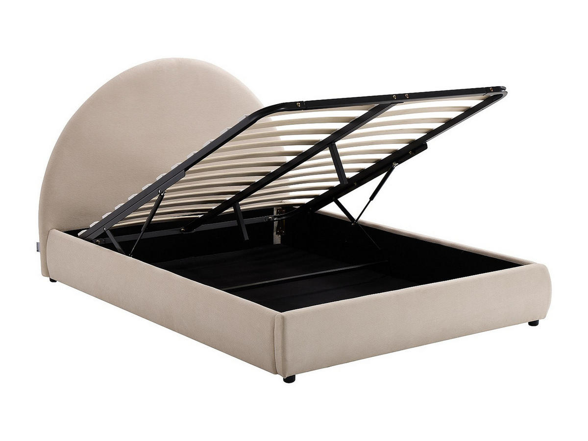 BETT mit Bettkasten - 2 Personen - samt - cremefarben Lirimo - Creme, Textil (140/200cm) - Vente-Unique