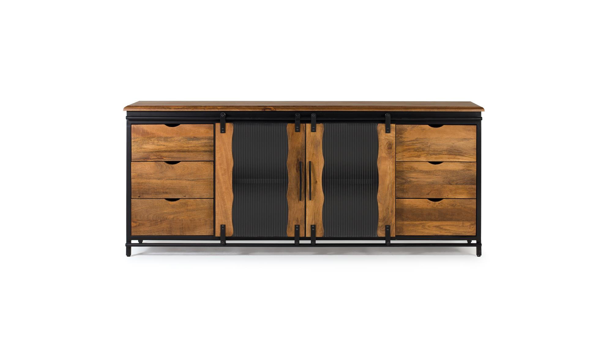 SIDEBOARD aus Mangoholz und schwarzem Metall - Schwarz, Holz (40/80/190cm) - Giner y Colomer