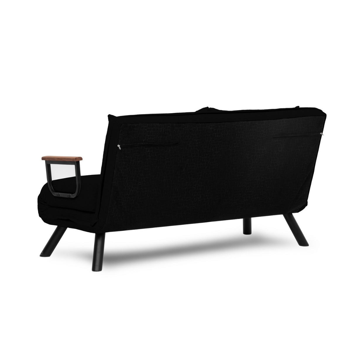 SCHLAFSOFA für 2 Personen mit Stoffbezug und Metallfüßen 133/50/41 cm - Schwarz, Metall (50/41/133cm) - Calicosy