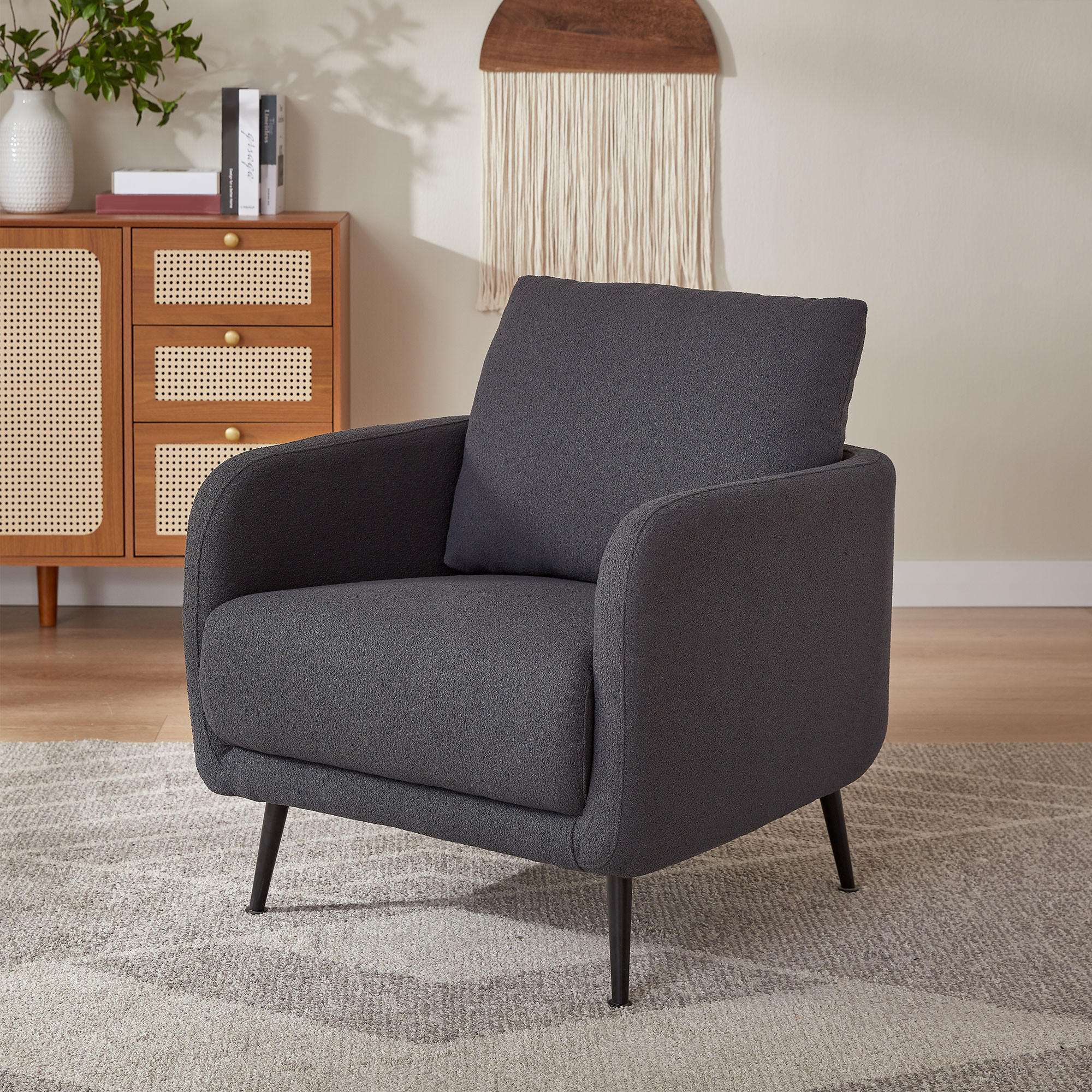 DESIGNER-SESSEL Emma mausgrauer - Schwarz/Grau, Holz/Holzwerkstoff (71/81/75cm) - Sicaan