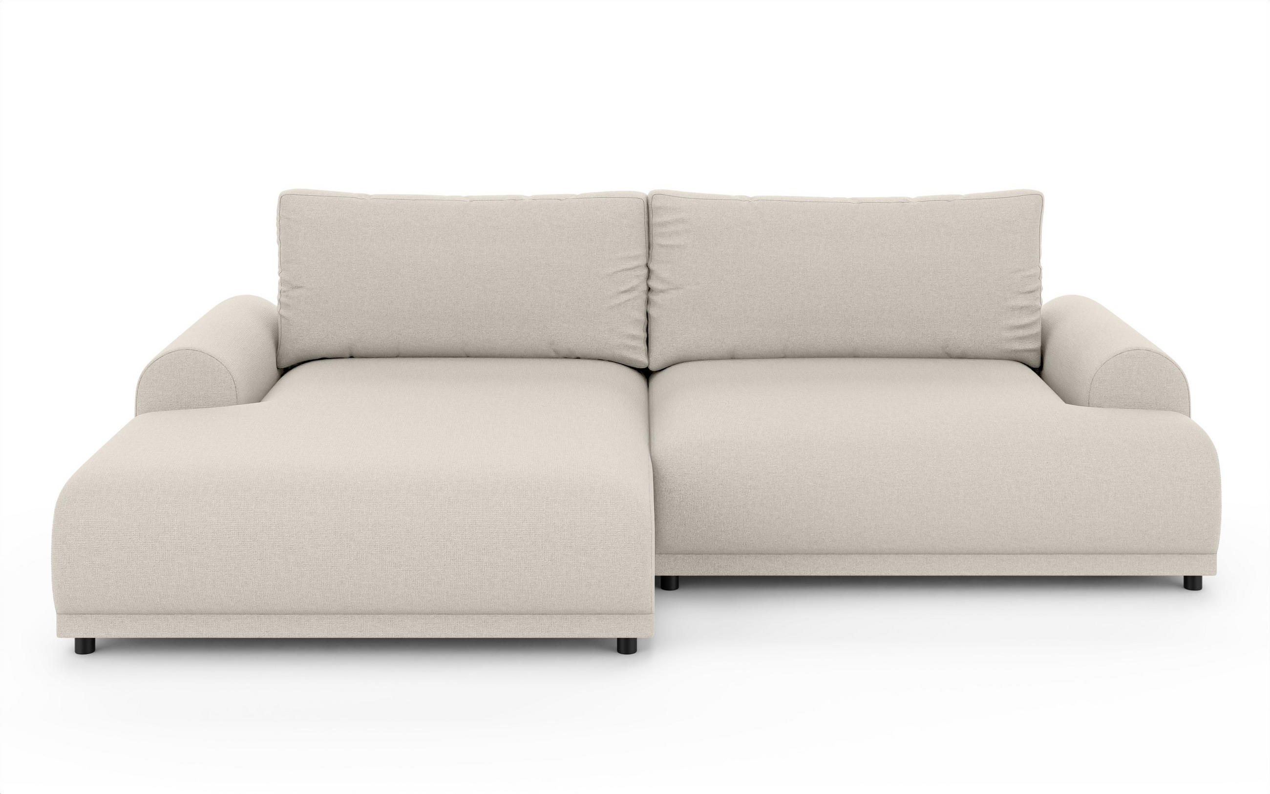 luma-home ROHOVÁ POHOVKA s rozkládací funkcí, úložným prostorem, extra širokým otomanem vlevo, Š240/H145/V81 cm, strukturovaná látka v barvě béžové /