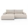 ECKSOFA mit Schlaffunktion, Bettkasten, extrabreite Ottomane links, abgerundete Armlehnen, B240/T145/H81 cm, Strukturstoff Beige / 21032 - Beige/Schwarz, Kunststoff/Textil (240/145cm) - luma-home
