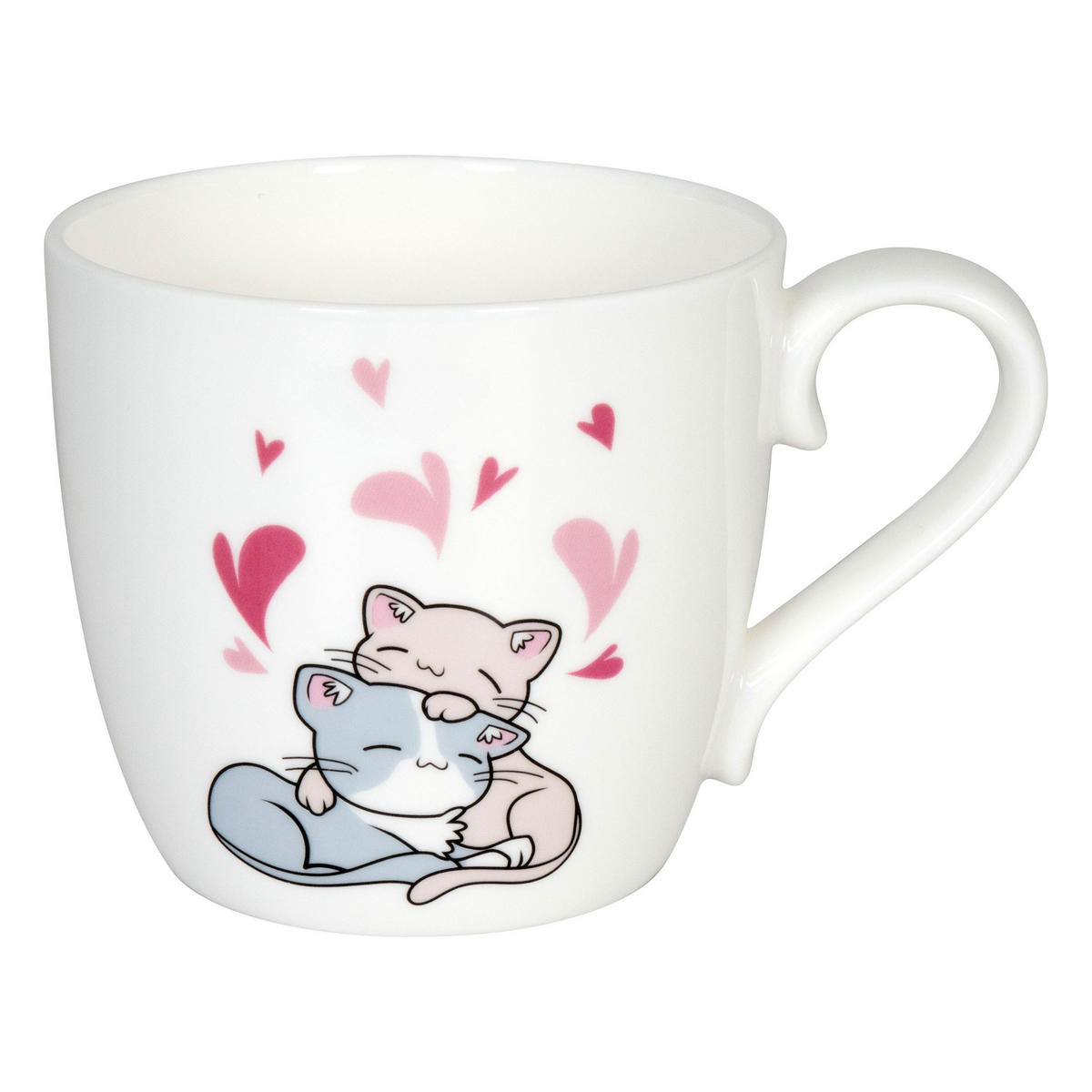 KAFFEEBECHER Lovely Cats - Cuddle - Naturfarben, Keramik (0.43L) - Könitz
