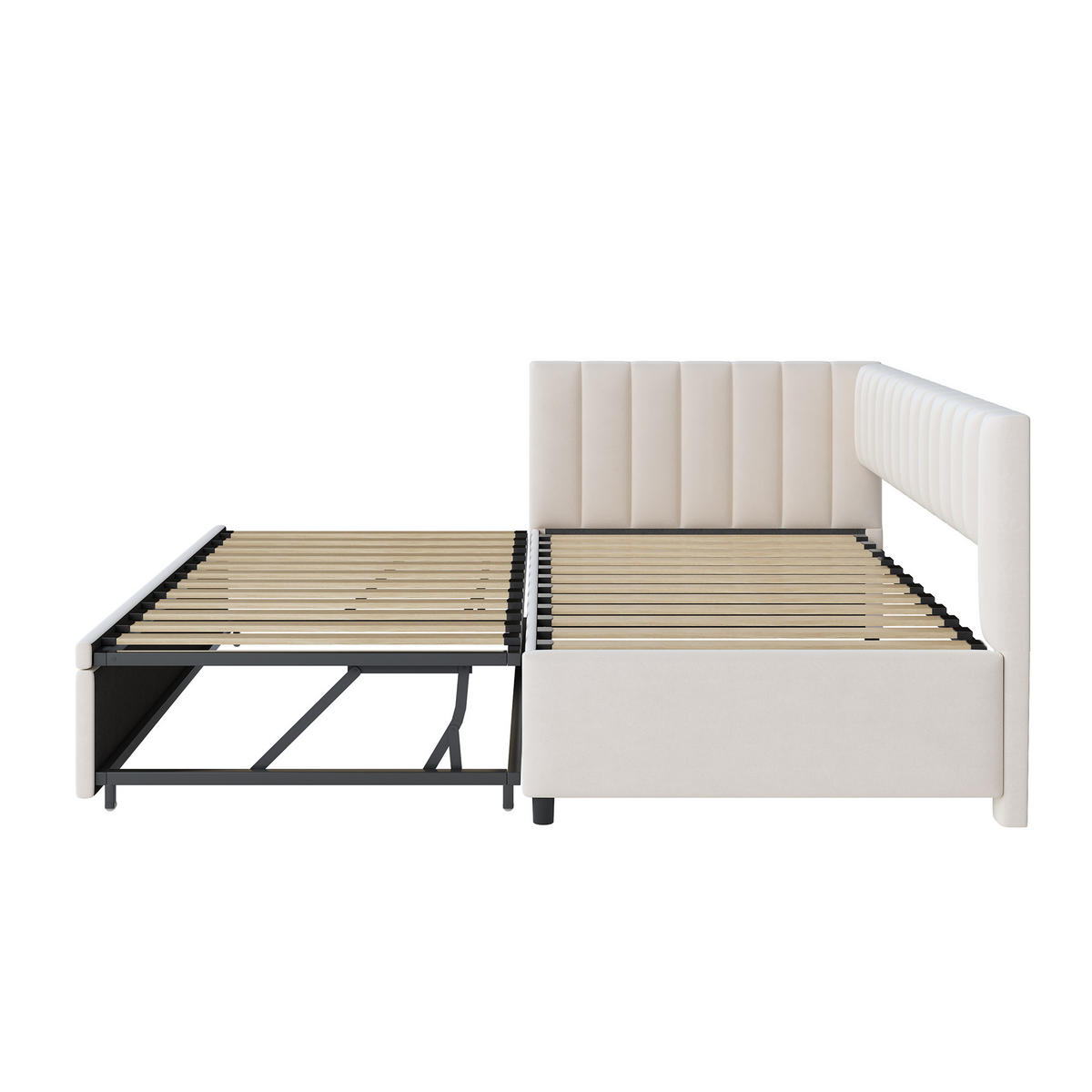 AUSZIEHBETT 90/180/200 cm DE-01921, in Beige, mit L-förmigem Design - Beige, Holzwerkstoff (90/200cm) - ComfortXL