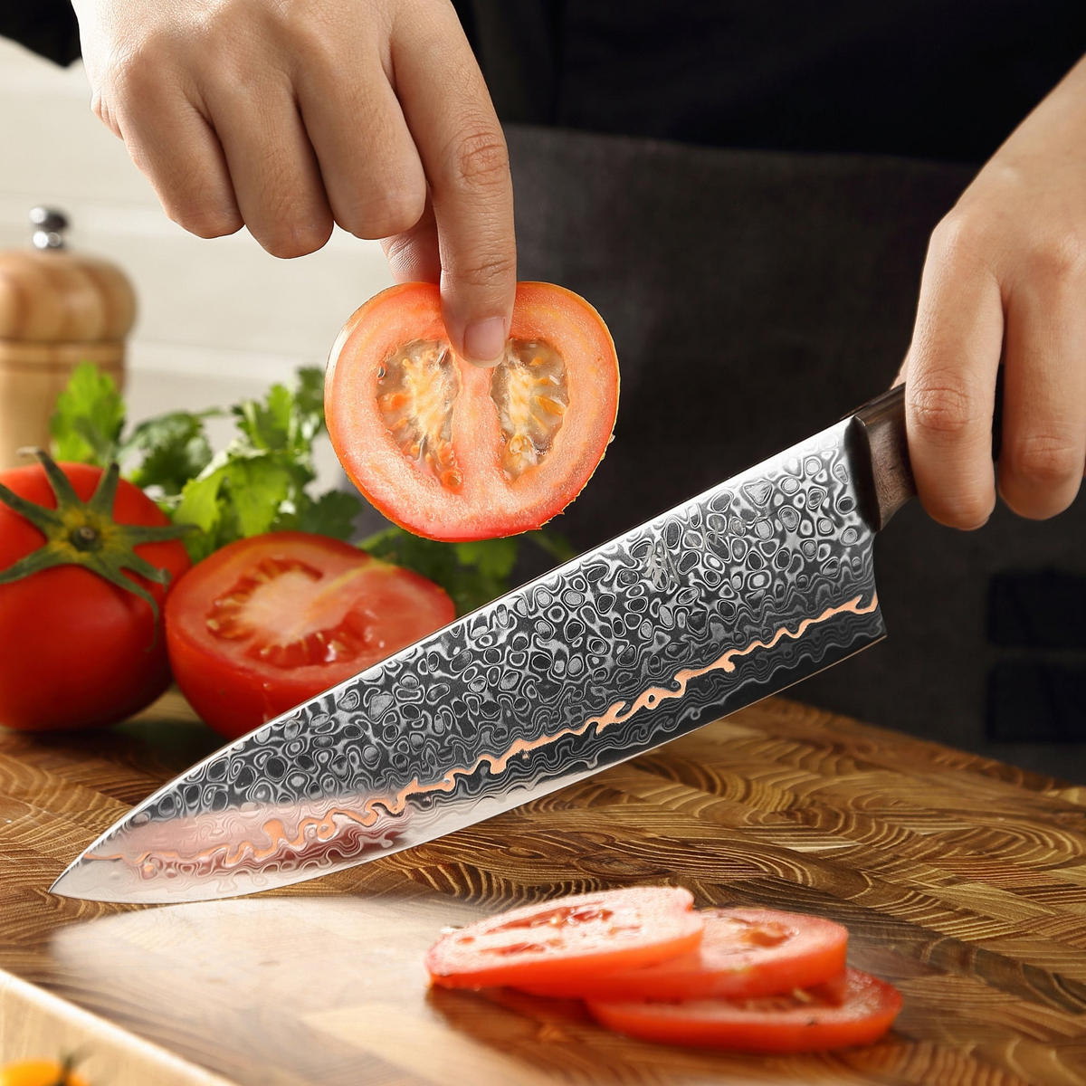 CHEFMESSER 20 cm - Kupferfarben, Holz/Metall (1cm) - Wakoli