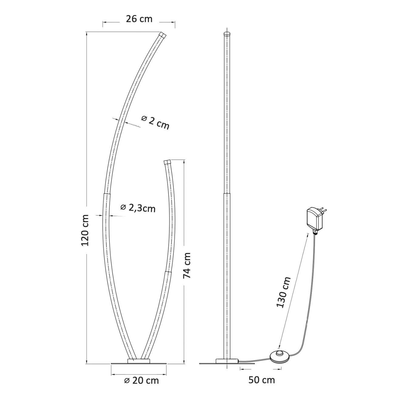 STEHLEUCHTE Moa, Gold / Messing, 120cm - Goldfarben, Metall (120/26/120cm) - KOSILUM