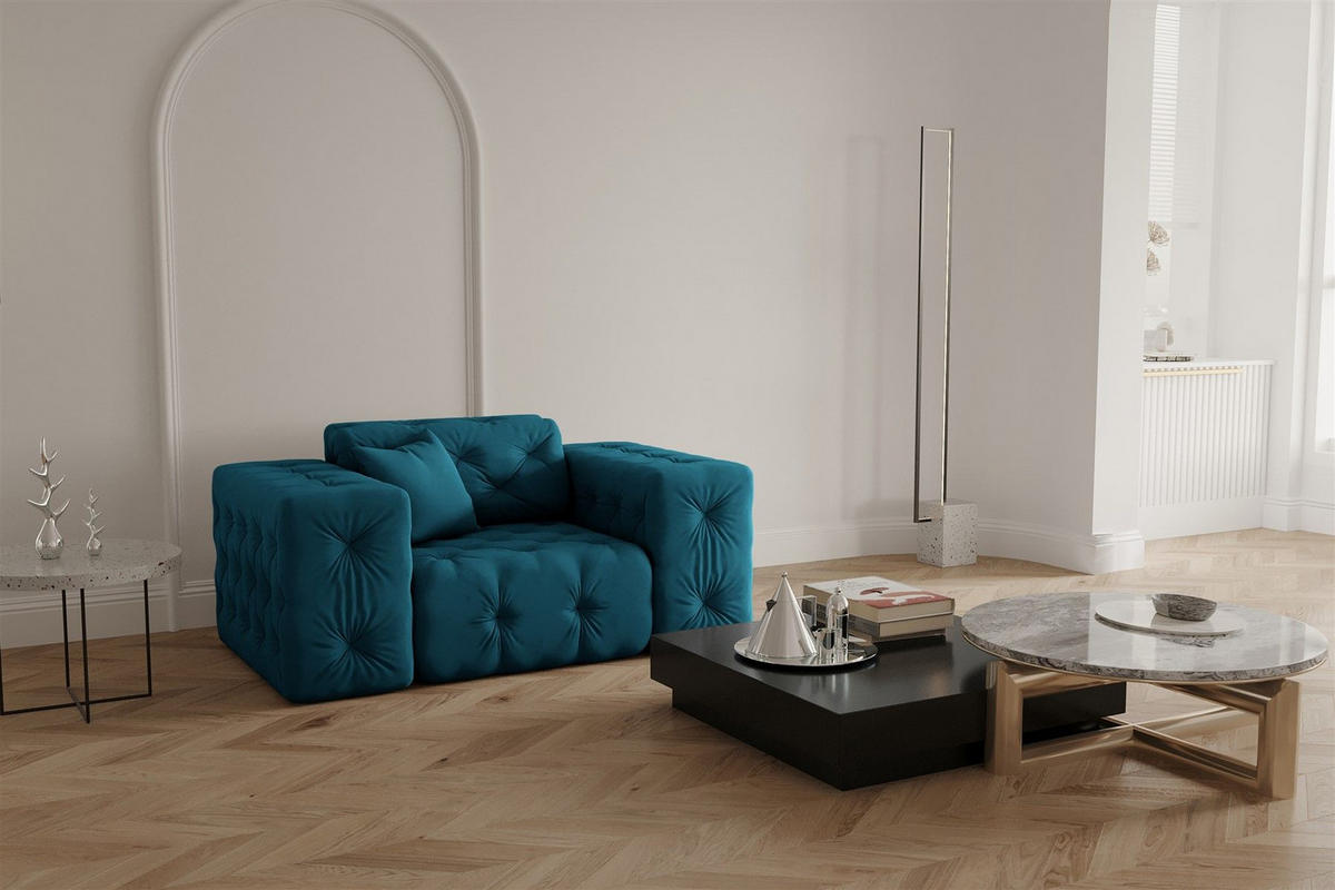 SESSEL Chantal - Blau, Holzwerkstoff/Textil (121/78/96cm) - Fun Möbel