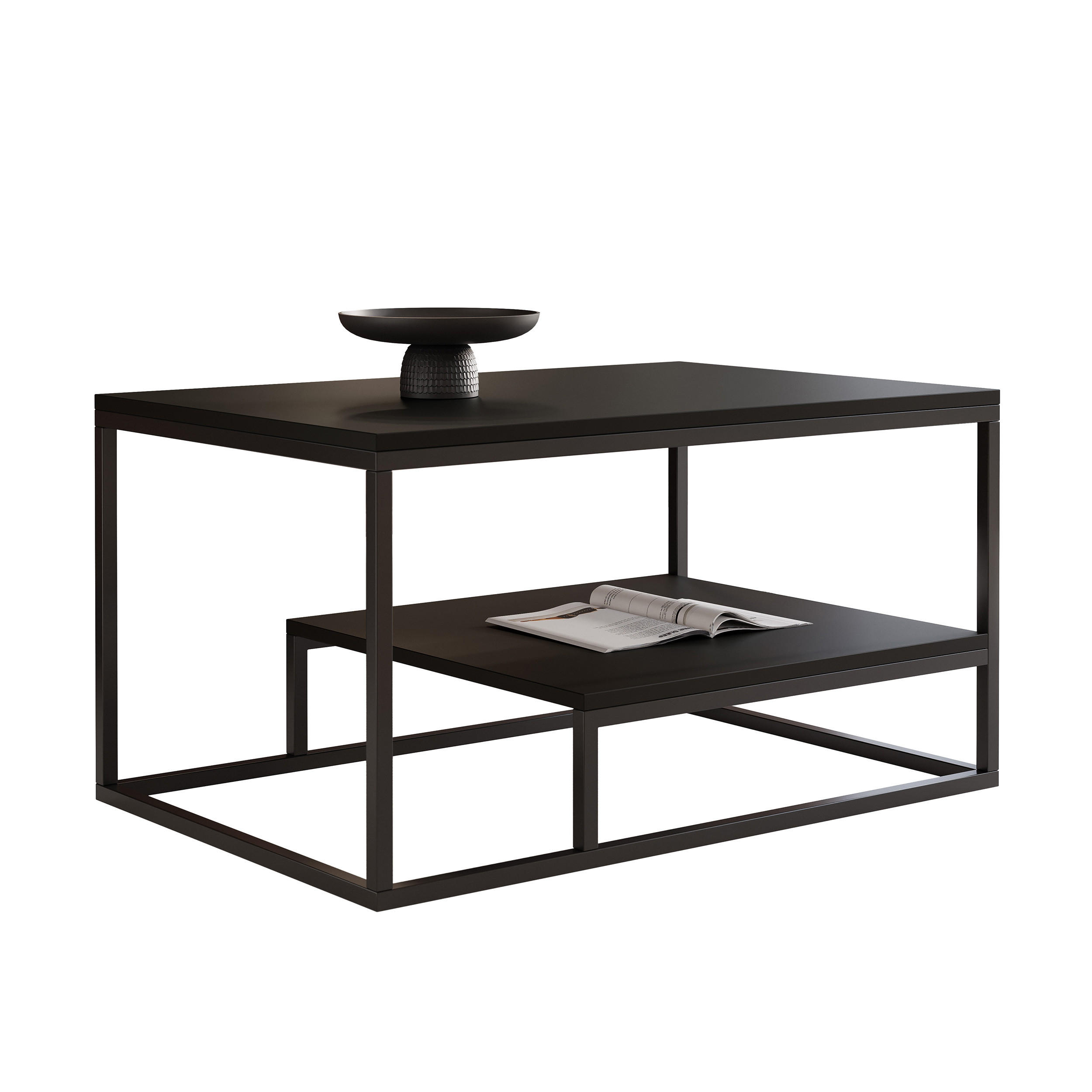 COUCHTISCH LETO 90/68/48 cm, rechteckig, Schwarz - Schwarz, Holzwerkstoff/Metall (68/90/48cm) - Idohome