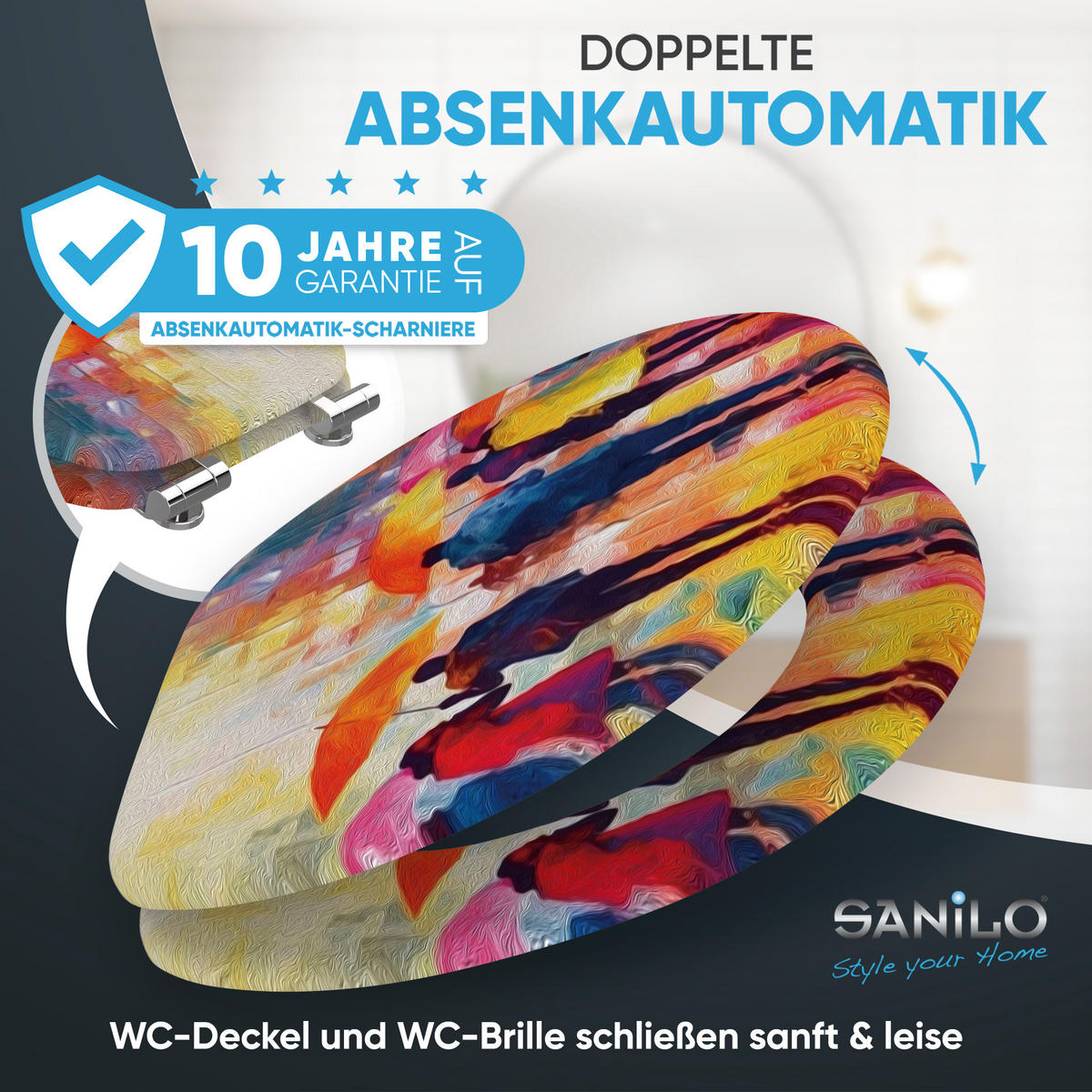 WC Sitz mit Absenkautomatik Umbrella - Multicolor, Holzwerkstoff (38/6/47cm) - Sanilo