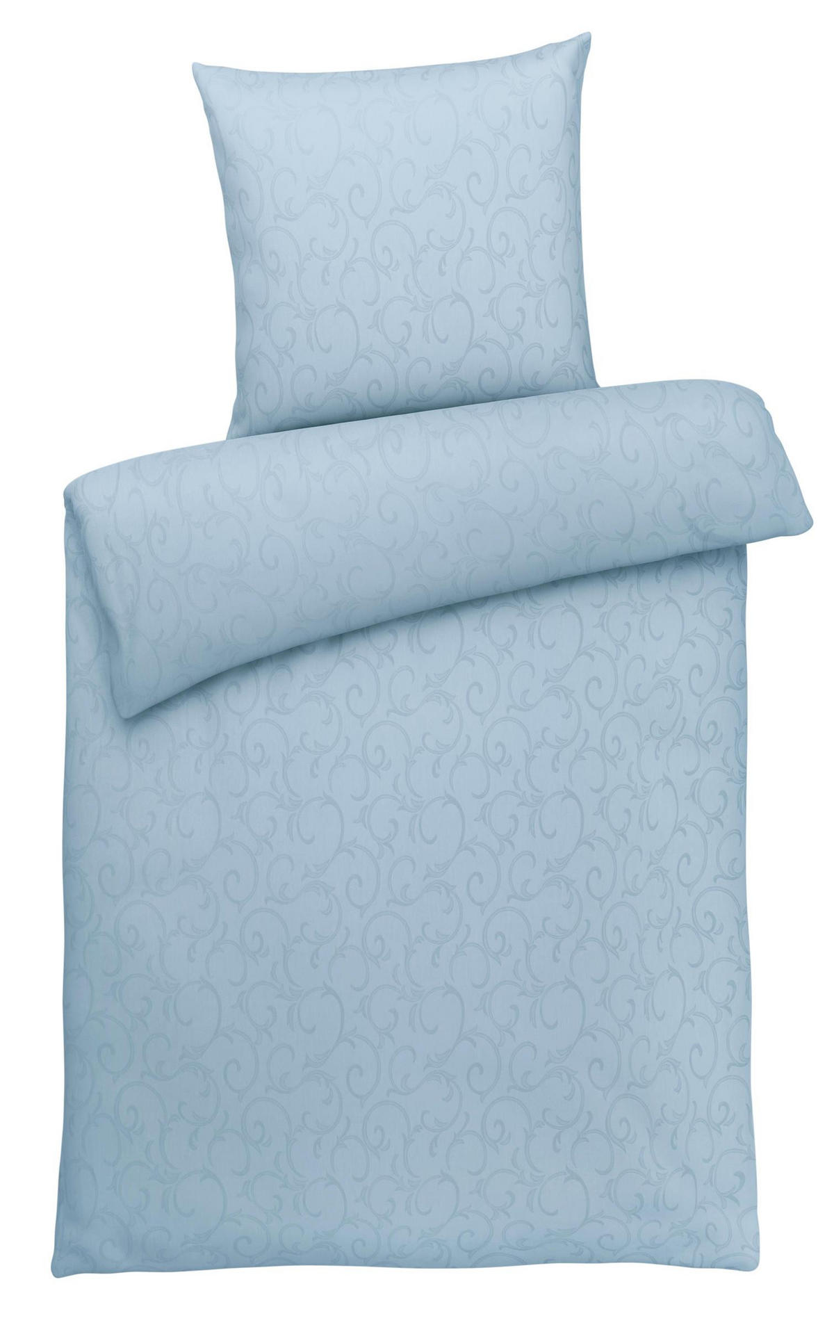 DAMAST-BETTWÄSCHE 155x220 Mako Brokat Bettbezug Ornamente Muster Blau - Made in Germany - Hellblau, Textil (155/220cm) - Carpe Sonno