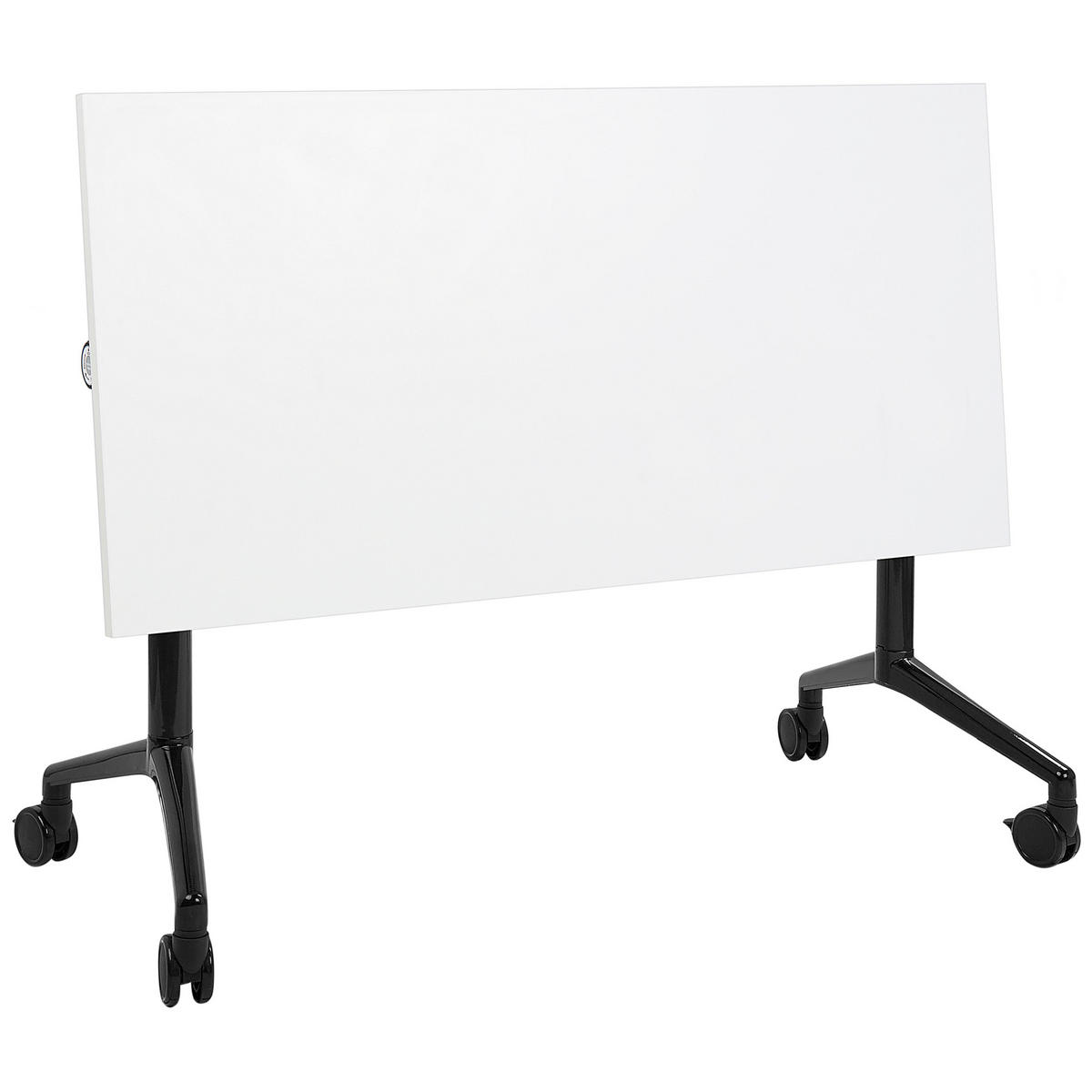 PSACÍ STŮL Skládací Bílý 120/60 cm s kolečky Cavi - bílá/černá, kompozitní dřevo (60/120/75cm) - Beliani