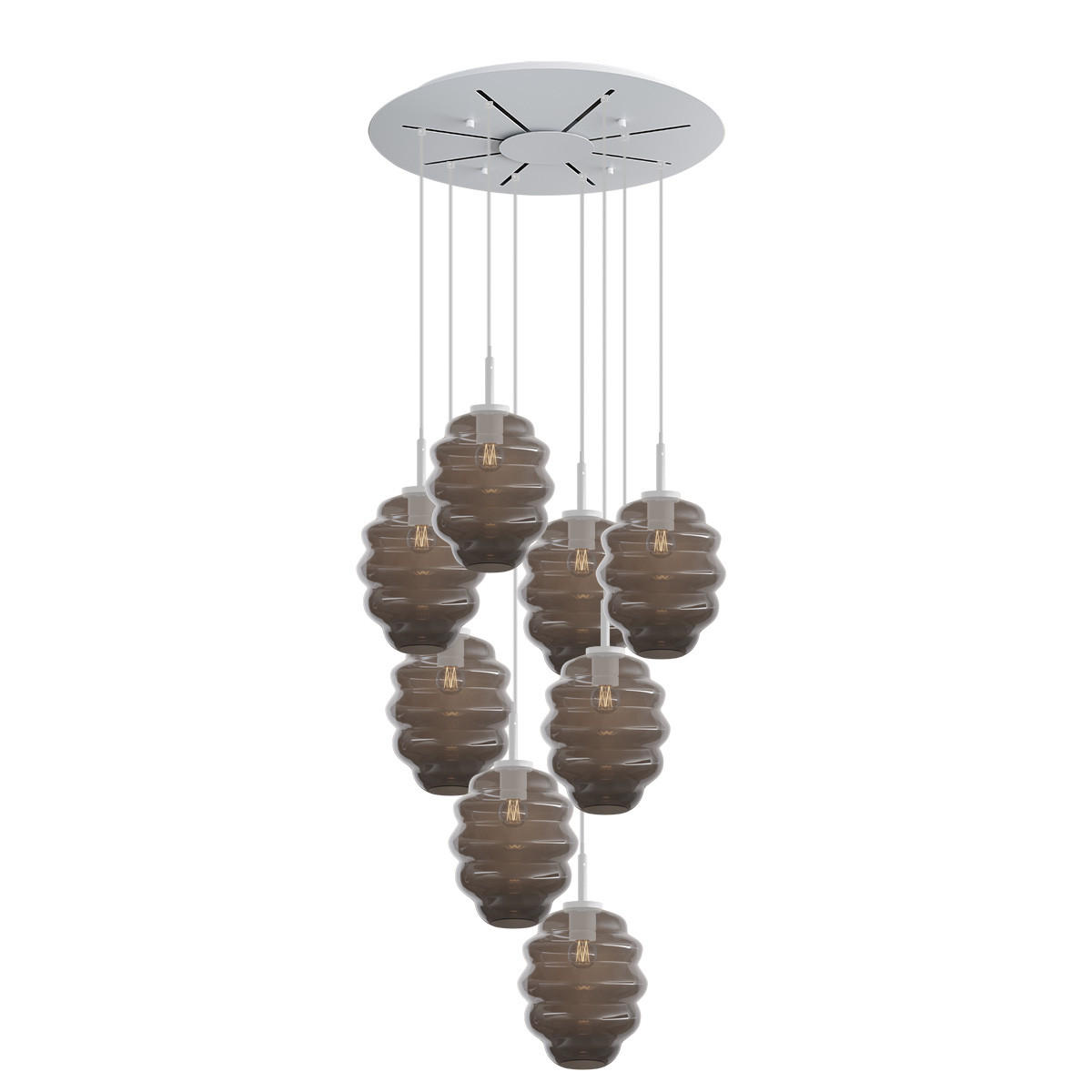 GALERIELEUCHTE Echos 8-flammig Rauch Ø 25cm - Anthrazit/Weiß, Glas (25/25/28cm) - s.luce