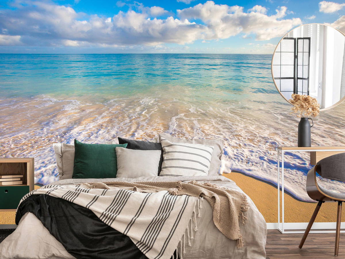 FOTOTAPETA Pre Obývaciu Izbu Tyrkysové More Vlny Zlatá Pláž 400 x 280 cm - hnedá/žltá, papier (400/280cm) - Muralo