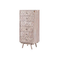 KOMMODE Akazie 53x42x125 weiß lackiert MOSAYK #208 - Weiß, Holz (53/125/42cm) - Massivmoebel24