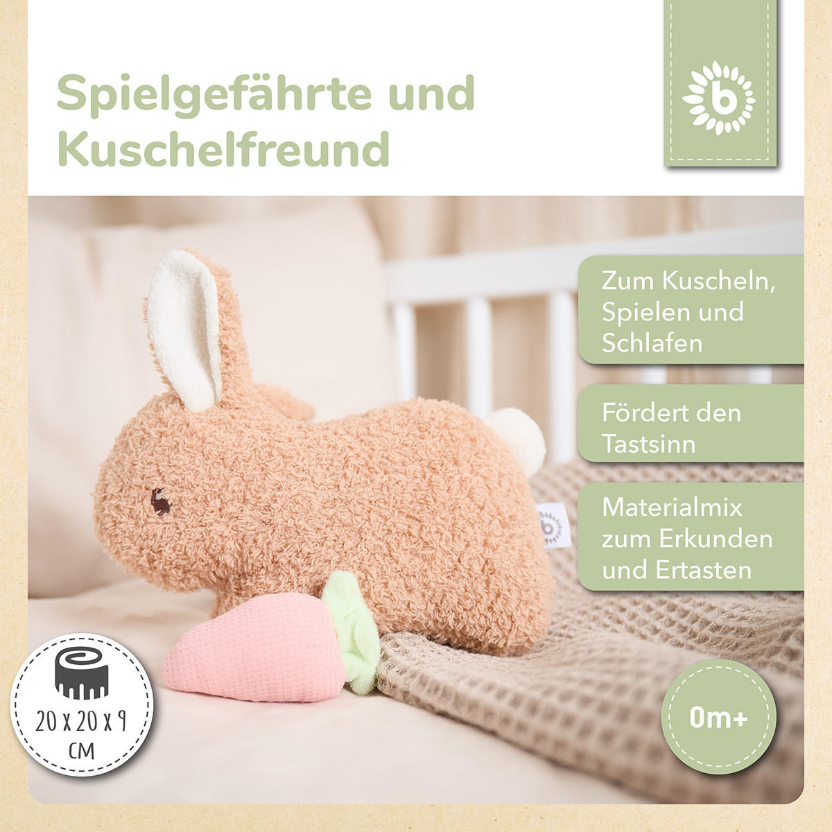 KUSCHELTIER Hase aus Boucle - Ab Geburt - Braun, Textil (20/20cm) - Bieco Spielwaren