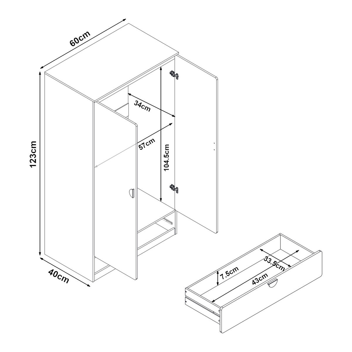 KINDERKLEIDERSCHRANK Sandnes - Rosa, Holzwerkstoff (40/123/60cm) - [en.casa]