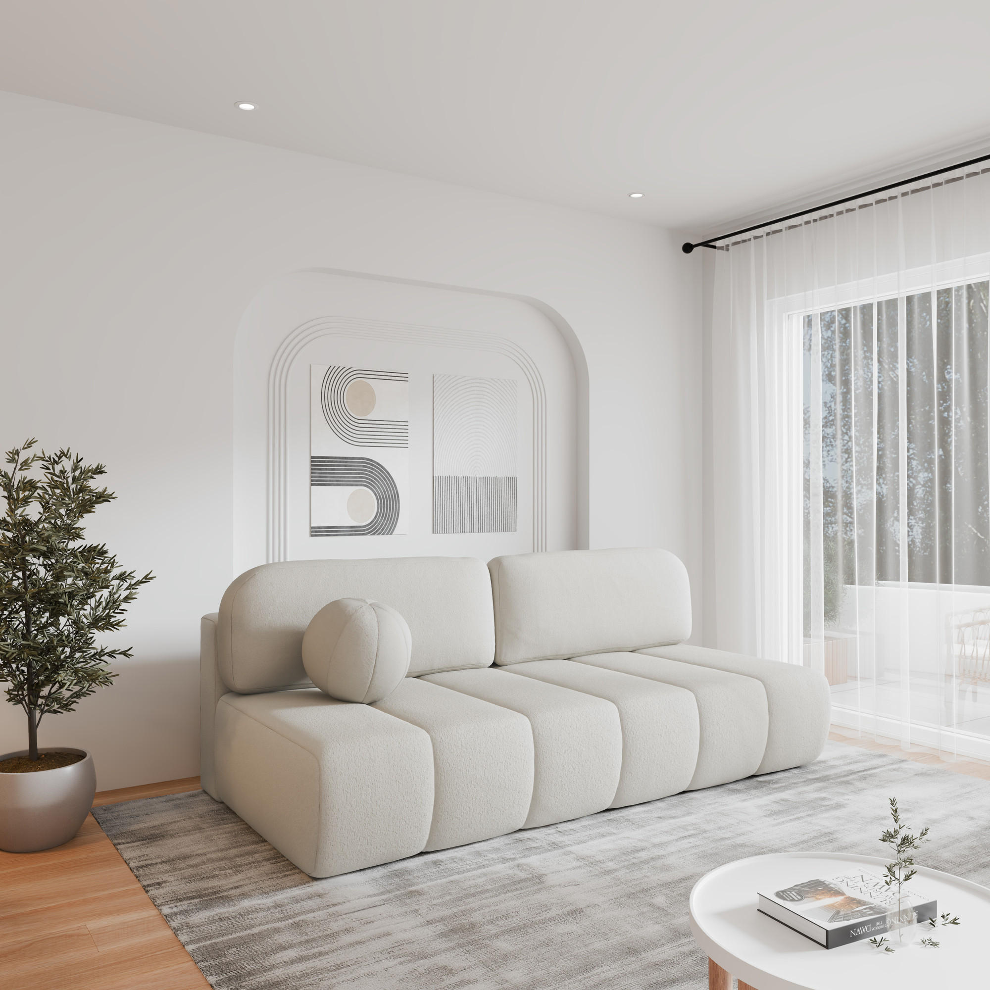 SCHLAFSOFA - Fluffy - Weiß (Anthology 1) - Weiß, Holz (210/88/104cm) - Möblo