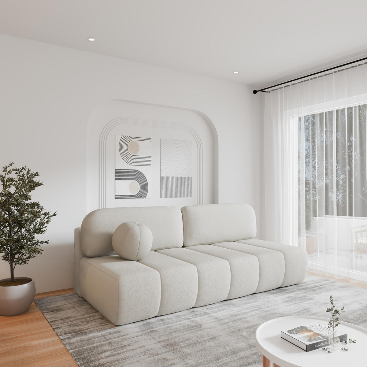 SCHLAFSOFA - Fluffy - Weiß (Anthology 1) - Weiß, Holz (210/88/104cm) - Möblo